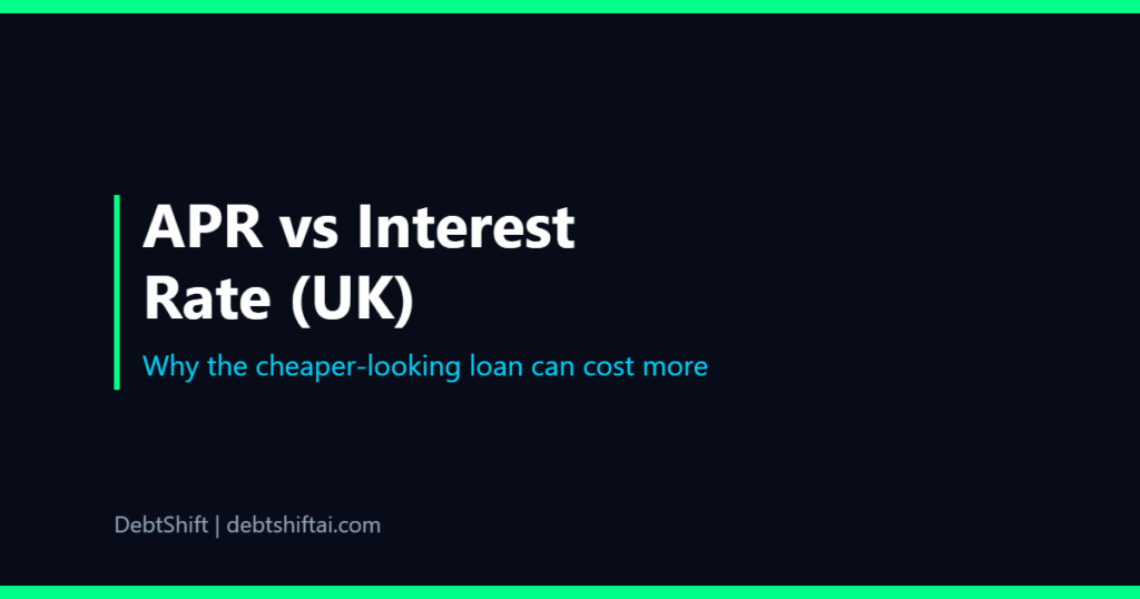 Dark graphic comparing APR and interest rate