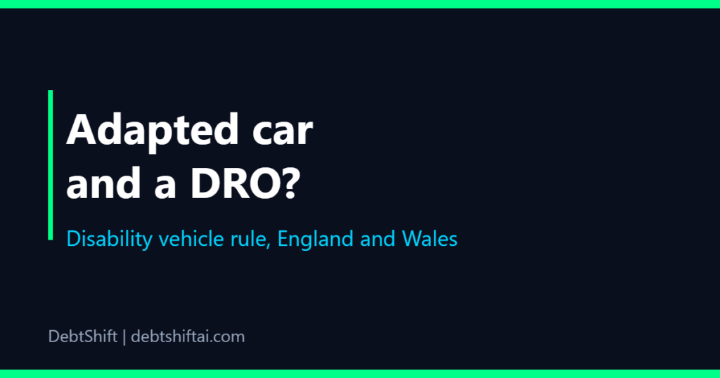 Dark card: adapted car and a debt relief order