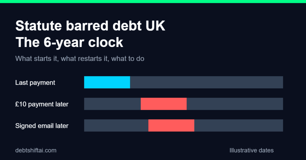 Graphic about the six-year clock for statute barred debt in the UK